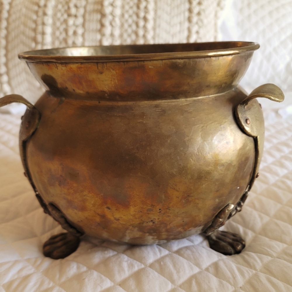 Antique 1890's-1900's Imperial Brass Copper Russian Hammered Pot